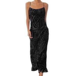 Ronny Kobo Collective Burnout Slip Dress Midi In Black Size 4
